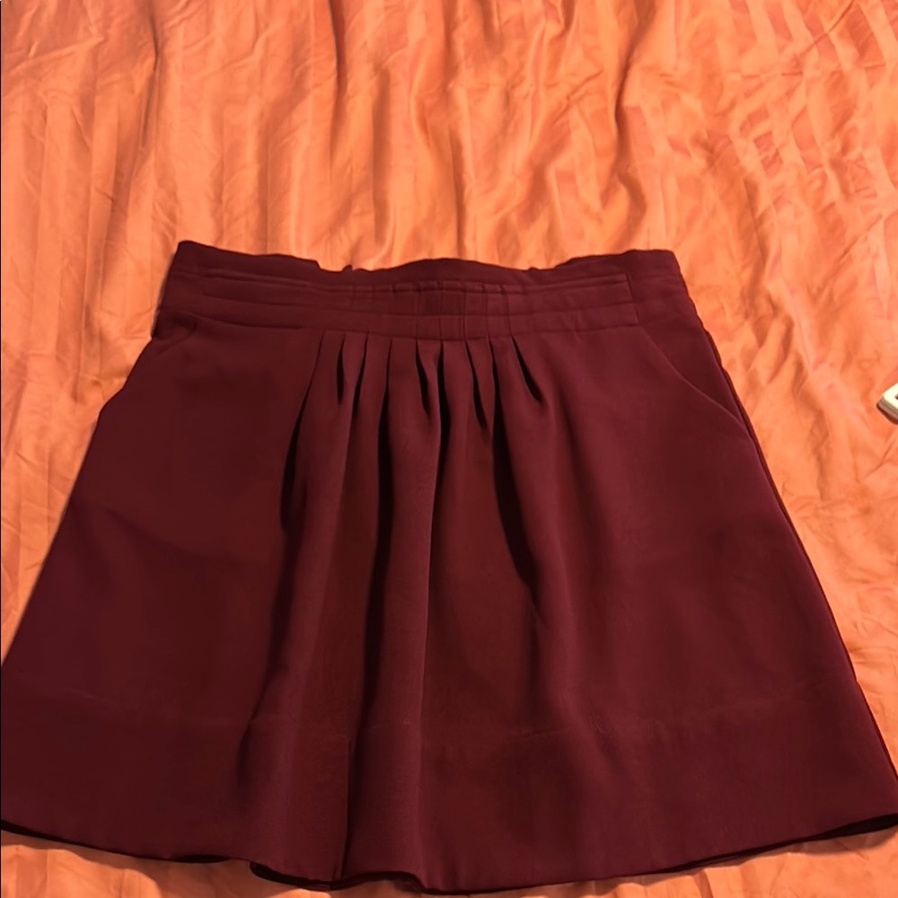 Burgundy Skater Skirt with Pleats